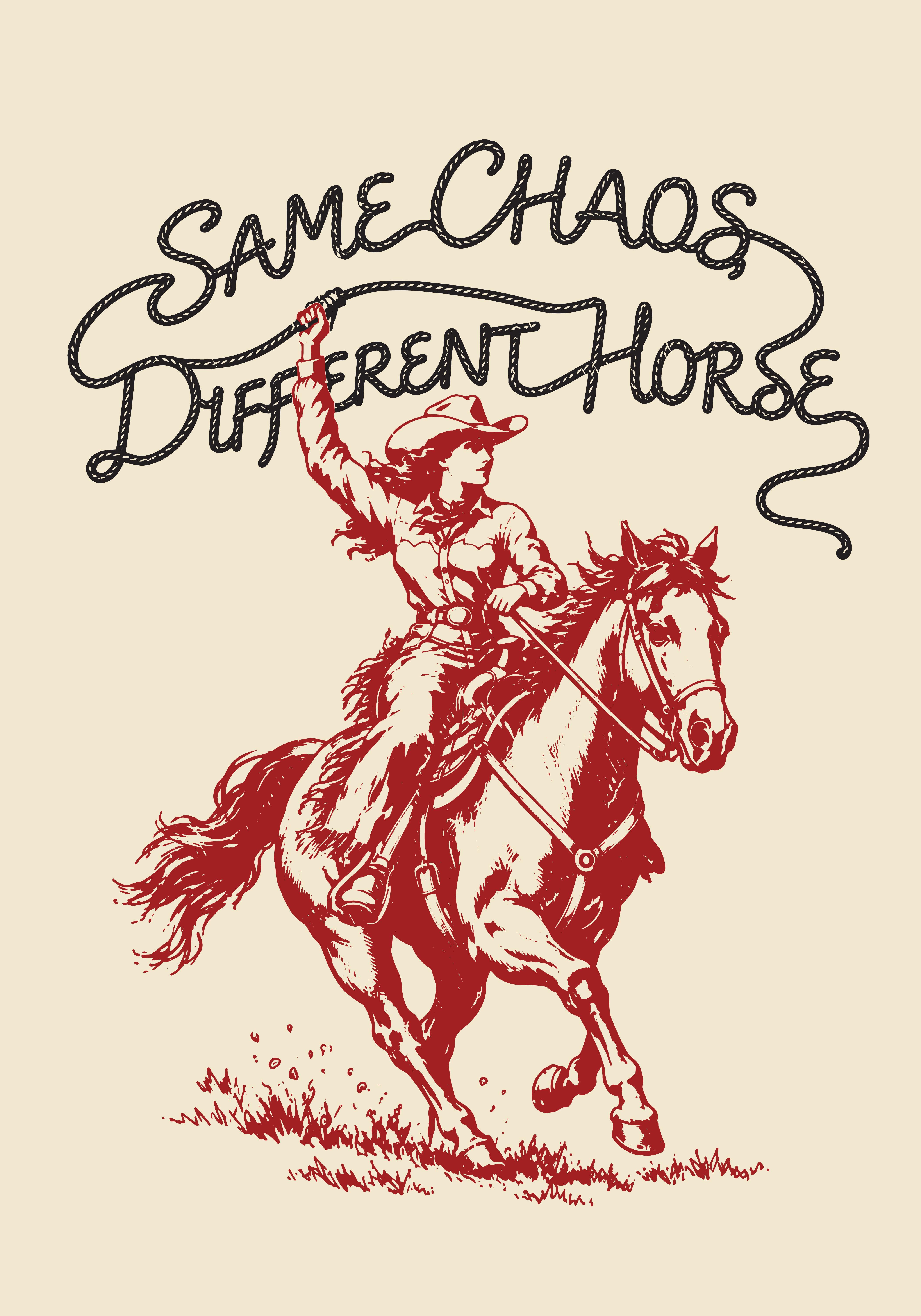 Same Chaos, Different Horse art print by MUNDAY Studio